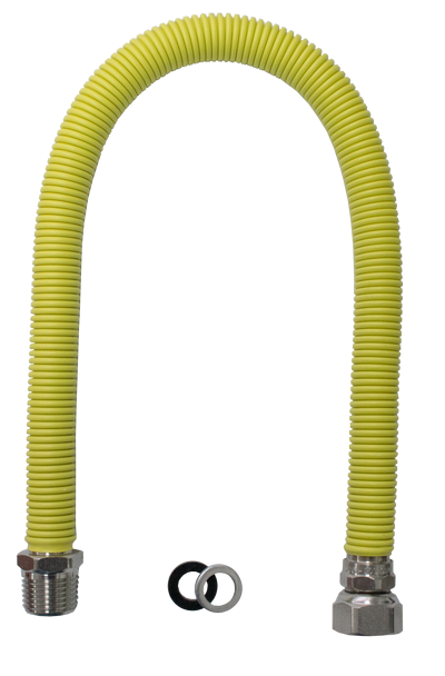Male-female threaded extendible hose for gas 3/4